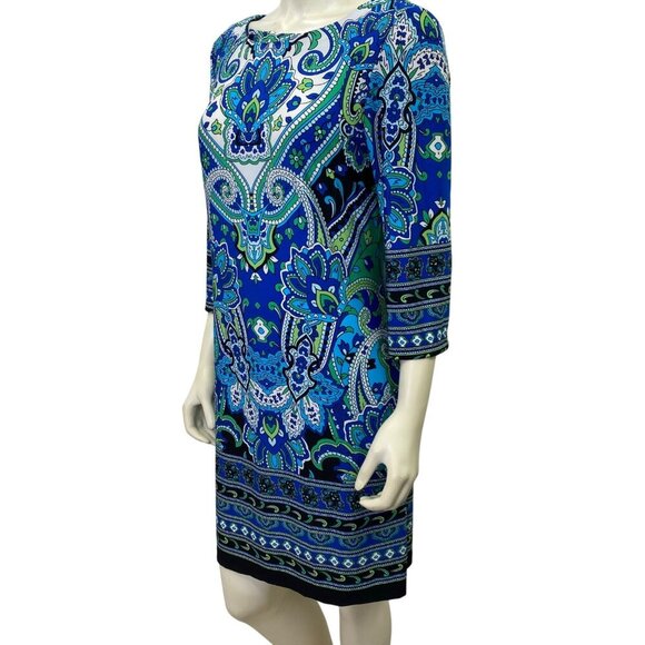 Madison Leigh Womens Blue & Green Paisley Print Dress Size 10 - Picture 3 of 6